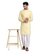 Yellow plain cotton kurta-pajama