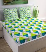Neon Green 144 TC Cotton Printed Double Bed Sheet with 2 Pillow Covers