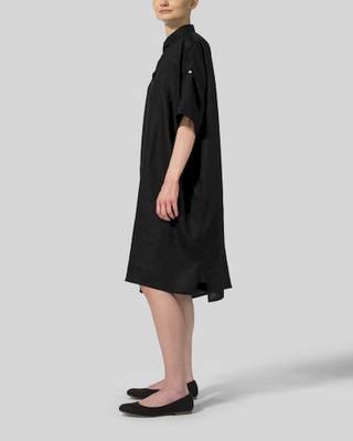 black cotton kurti with plain work half sleeve 2