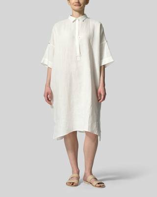 white cotton kurti with plain work half sleeve 1