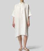 White plain cotton long-kurtis