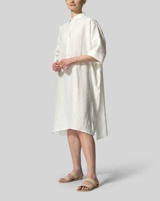 white cotton kurti with plain work half sleeve 2