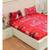 Red Microfiber Double Floral Bedsheet With  Matching Pillow Covers