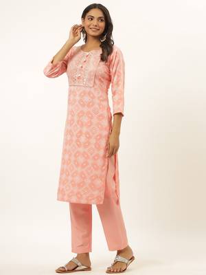 Pink printed rayon ethnic-kurtis 2