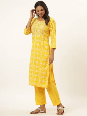 Mustard printed rayon ethnic-kurtis 2