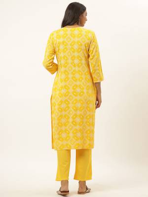 Mustard printed rayon ethnic-kurtis 3