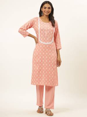 Pink printed rayon ethnic-kurtis 1
