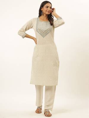 White printed rayon ethnic-kurtis 1