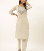 White printed rayon ethnic-kurtis