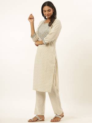 White printed rayon ethnic-kurtis 2