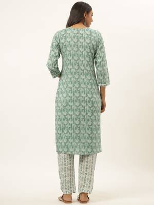 Sea-green printed rayon ethnic-kurtis 3