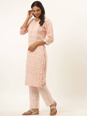 Peach printed rayon ethnic-kurtis 2