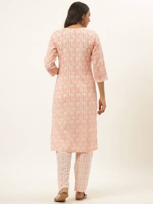 Peach printed rayon ethnic-kurtis 3