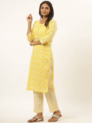 Yellow printed rayon ethnic-kurtis 2