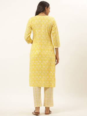 Yellow printed rayon ethnic-kurtis 3