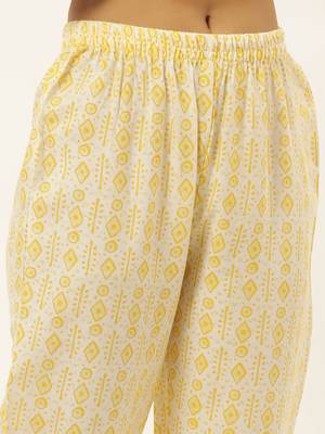 Yellow printed rayon ethnic-kurtis 5