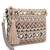 Anekaant Tribal Champagne & Multi Acrylic Cotton Canvas Striped Embellished Sling Bag