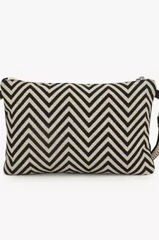 Anekaant Tribal Black & Multi Acrylic Cotton Canvas Striped Embellished Sling Bag