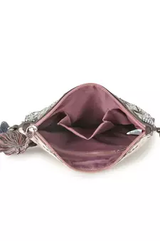 Ghoomar Charcoal & Multi Acrylic Cotton Canvas Floral Embellished Sling Bag