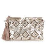 Ghoomar Pastel Pink & Champagne Zari Polycotton Floral Embellished Sling Bag