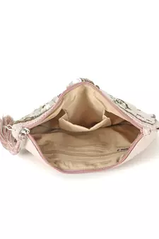 Ghoomar Pastel Pink & Champagne Zari Polycotton Floral Embellished Sling Bag