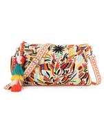 Anekaant Boho Orange & Multi Cotton Canvas Quirky Embroidered Sling Bag