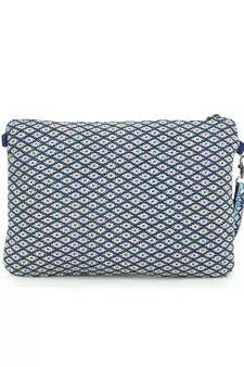 Boho Turquoise Blue & Multi Acrylic Cotton Canvas Chevron Embellished Sling Bag