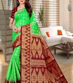Light green woven faux kanjivaram silk saree with blouse