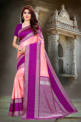 Pink Color Litchi Silk Rich Pallu Saree With Blouse 1