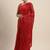 Red embroidered satin saree with blouse