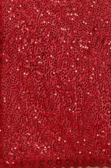 Red embroidered satin saree with blouse