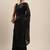 Black embroidered satin saree with blouse