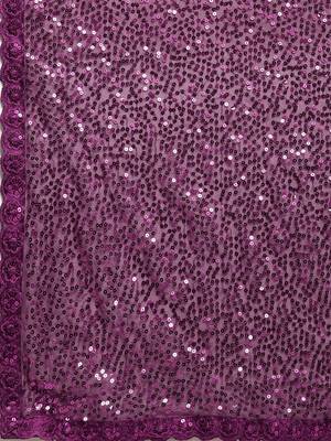 Purple embroidered satin saree with blouse 3