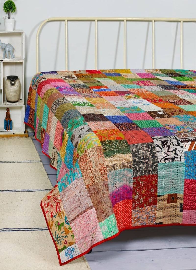 Quilt   Vintage Quilts Boho King Size Bedding Throw Blanket Bedspread Quilting Hippie Quilts YG176