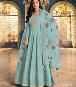 Sea-green embroidered silk cotton salwar