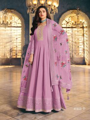 Pink embroidered silk cotton salwar 1