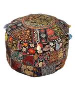 Indian  Round Ottoman Pouf Cover Decorative Floor Pillows Decor Cushion Cover  Pouffe Cover Bean Bag Sitting Pouf #YG245