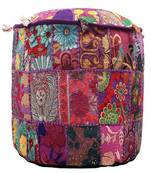 Indian  Round Ottoman Pouf Cover Bean Bag Footstool Pillow Boho Vintage Hand Embroidered Footstool Floor Seat #YG196