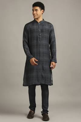 Blue Cloud Printed Bundi With Kurta Set 4