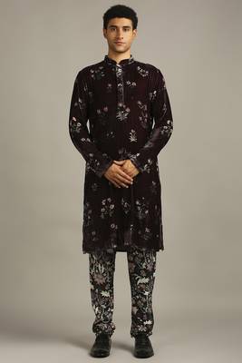 Maroon Pastel Floral Printed Kurta Set 1