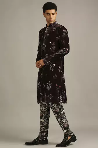 Maroon Pastel Floral Printed Kurta Set