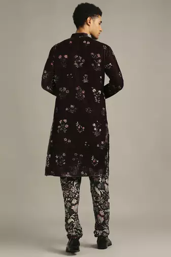 Maroon Pastel Floral Printed Kurta Set