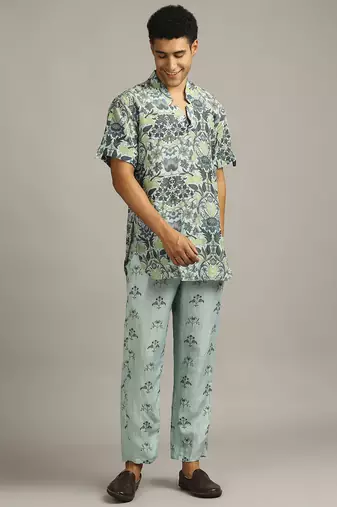 Turquoise Pastel Floral Printed Co-Ord Set
