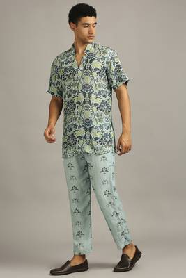 Turquoise Pastel Floral Printed Co-Ord Set 1