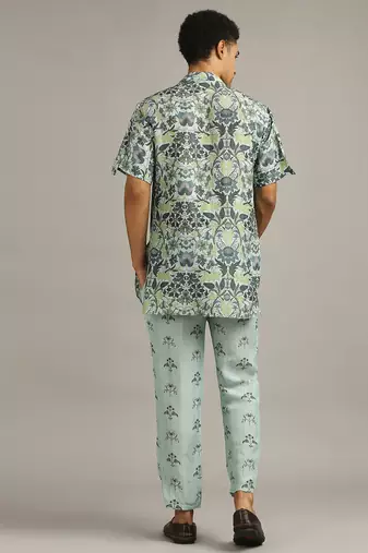 Turquoise Pastel Floral Printed Co-Ord Set