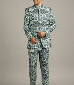 Pastel floral printed bandhgala set