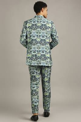 Pastel floral printed bandhgala set 2