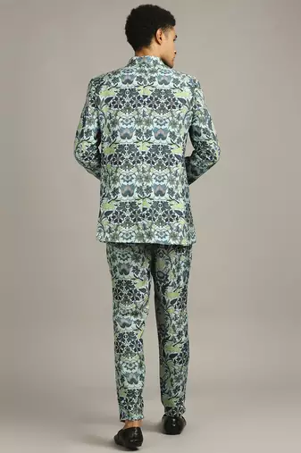 Pastel floral printed bandhgala set