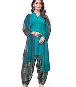 Women's Crepe  Printed Unstitched Salwar Suit Material(Free Size)