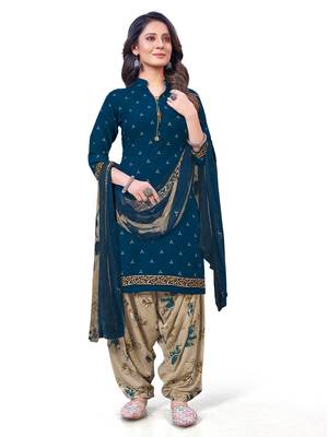 Women's Crepe  Printed Unstitched Salwar Suit Material(Free Size) 1